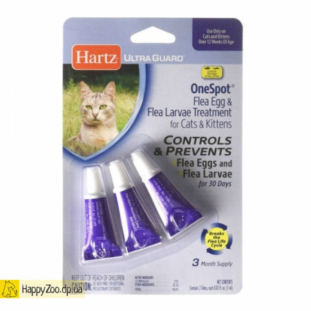 Капли для кошек и котят от блошиных яиц и блох Hartz Ultra Guard One Spot Treatments for Cats s Kittens Капли для кошек и котят от блошиных яиц и блох Hartz Ultra Guard One Spot Treatments for Cats s Kittens